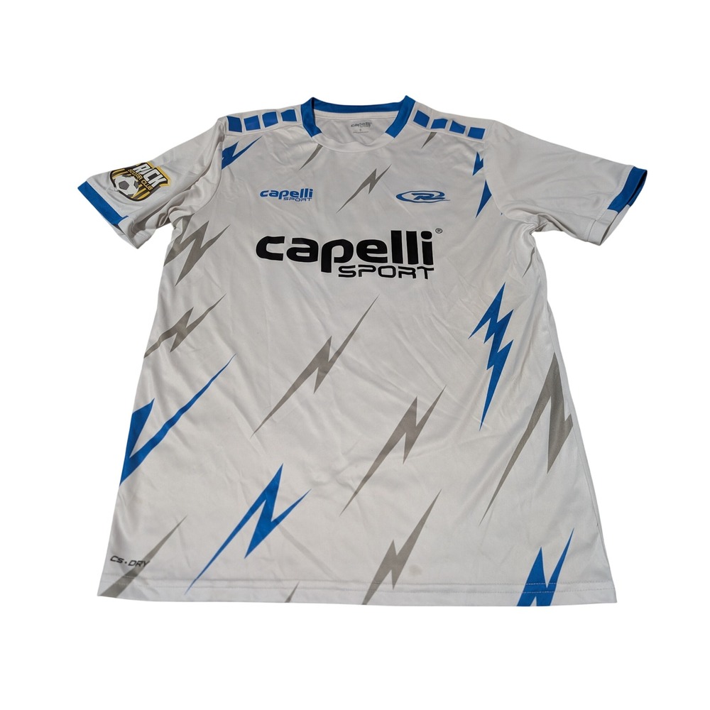 Capelli Sport Jersey Men Small White Rock Soccer Club 55 Lightning Bolt Athletic